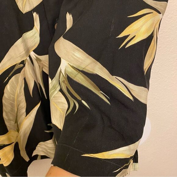Bamboo Cay 100% silk vintage Short Sleeve button up Shirt tropical floral top L - Picture 8 of 8